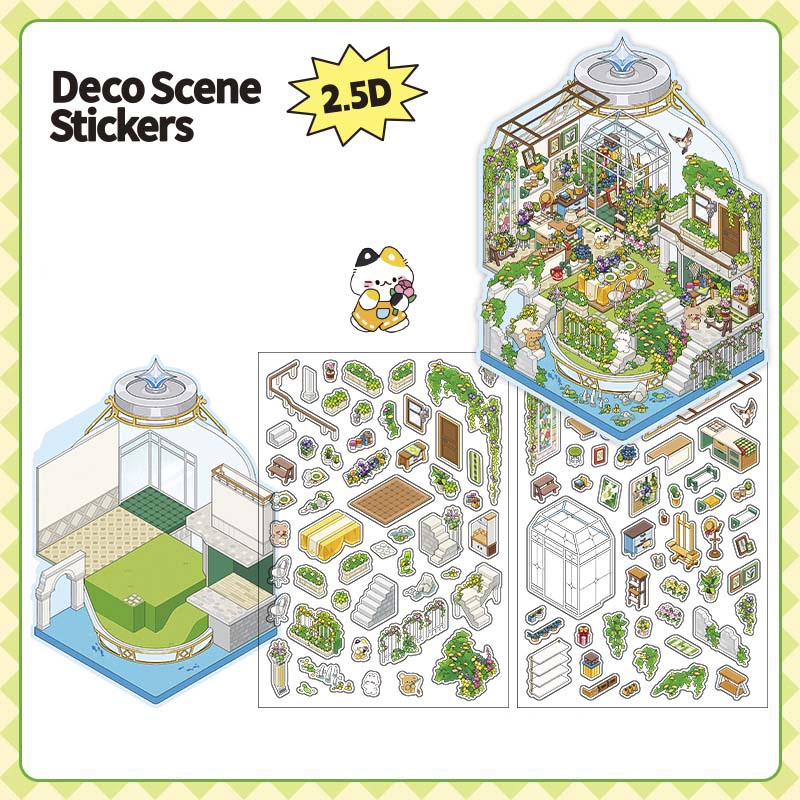 Stickers Escenario 3D Open Today V9 Garden Restaurante
