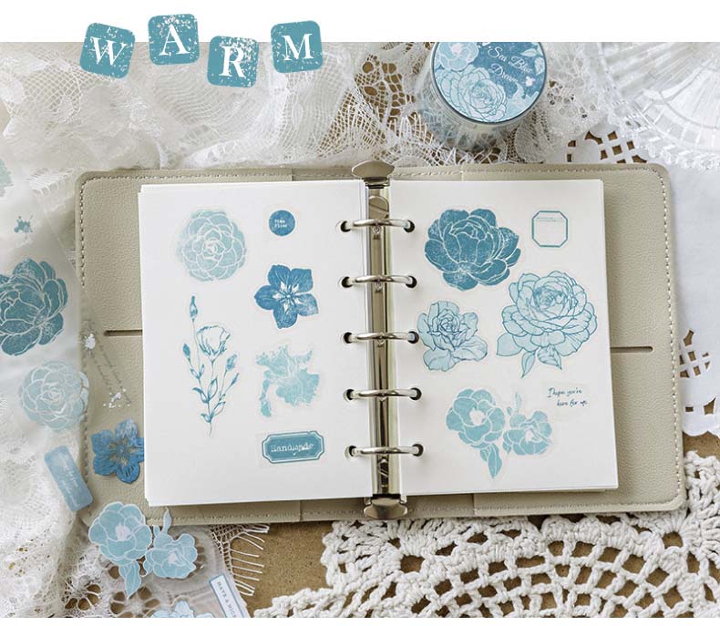 Stickers en Rollo Flower Print PET Tape Sea Blue Dream