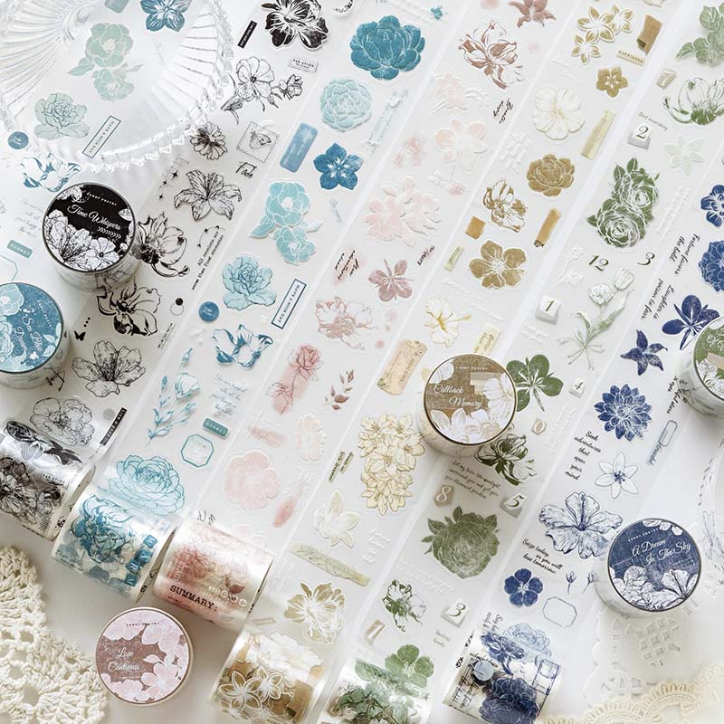 Stickers en Rollo Flower Print PET Tape Callback Memory