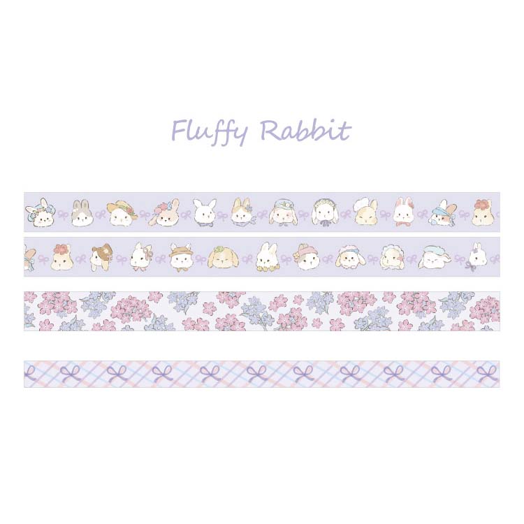 Set de Washi Tapes Flower Sweetheart Fluffy Rabbit