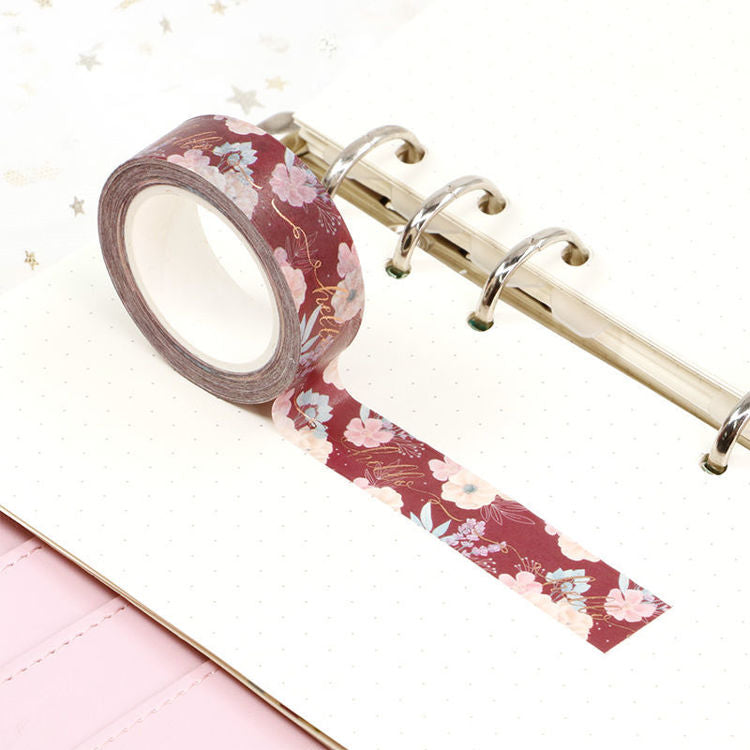 Washi Tape Gold Foil Flower And Hello