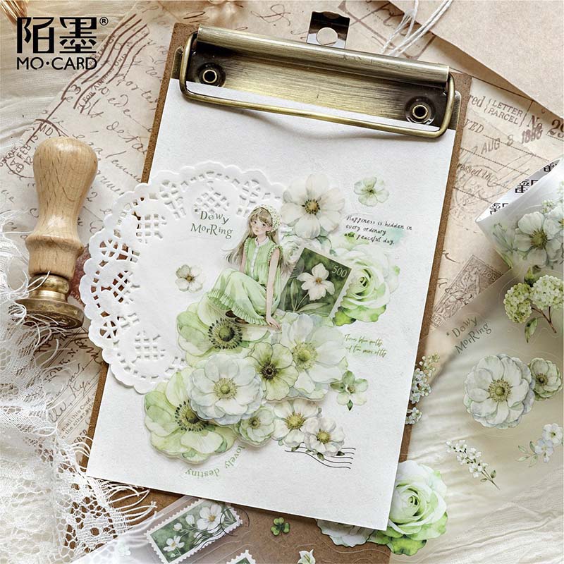 Stickers en Rollo Green Scenery Flowers Letterhead