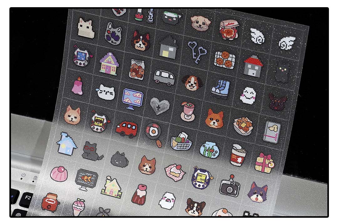 Stickers Grid Pixels Black