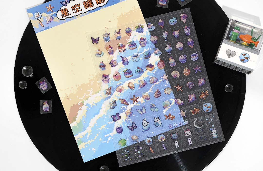 Stickers Grid Pixels Blue