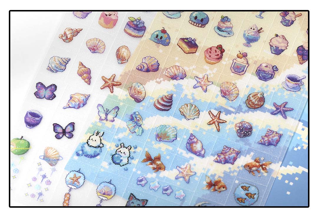 Stickers Grid Pixels Blue