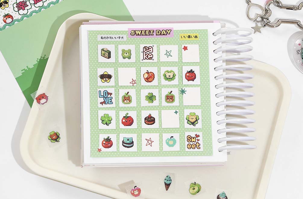 Stickers Grid Pixels Green