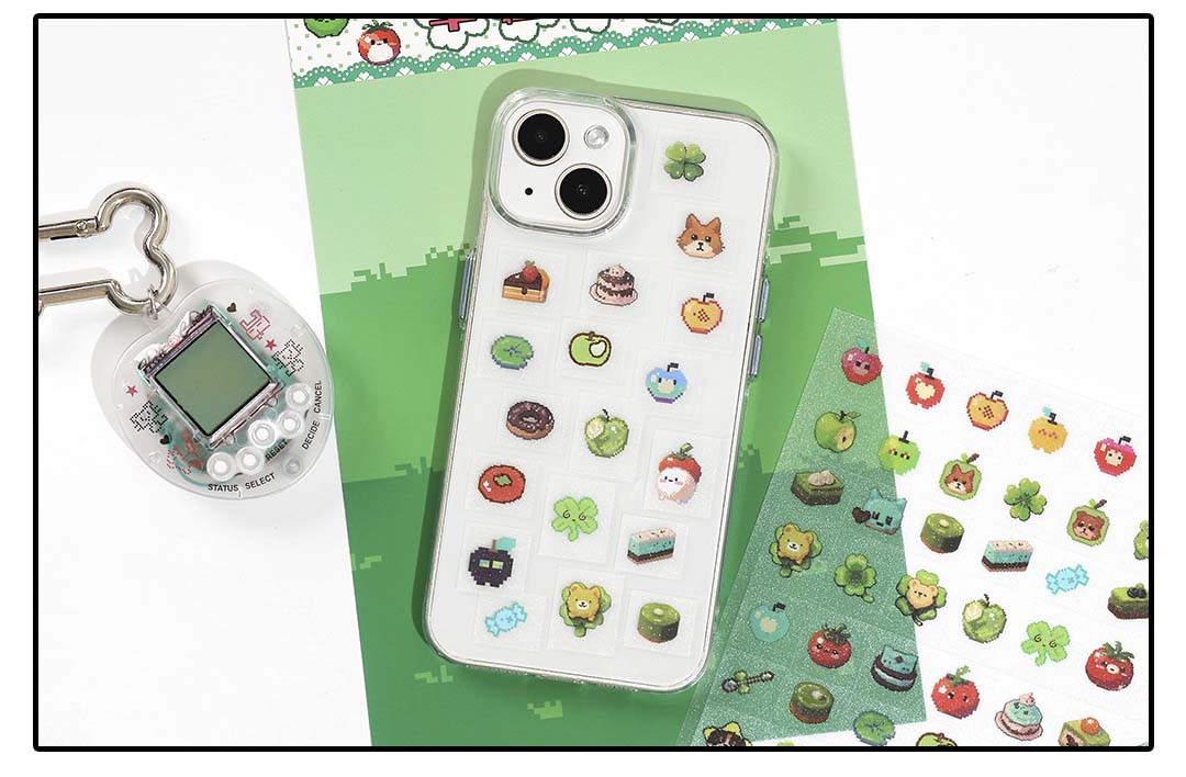 Stickers Grid Pixels Green