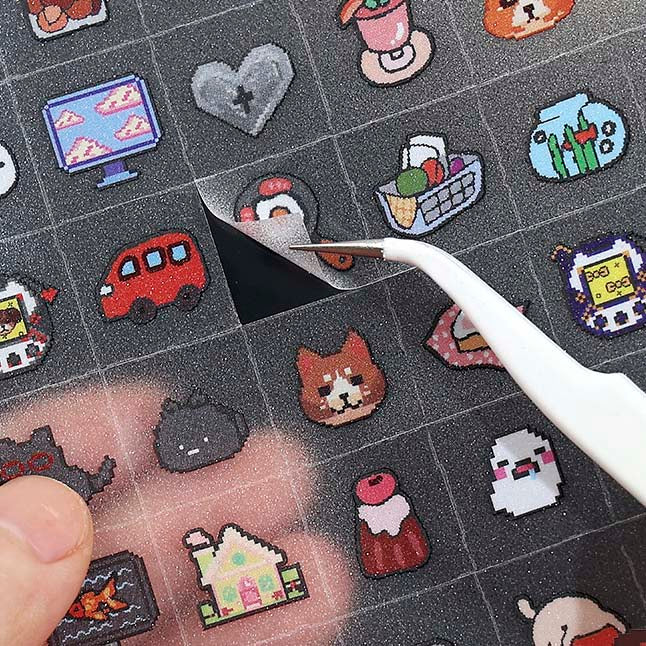 Stickers Grid Pixels Black