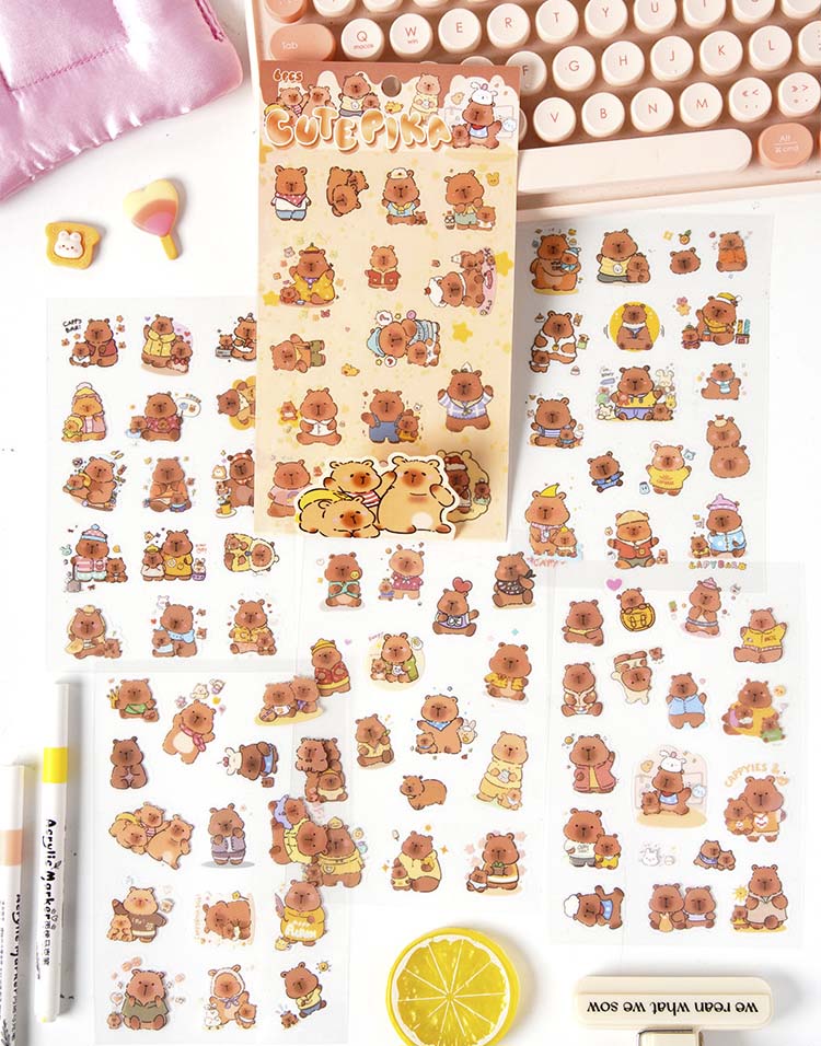 Set de Stickers Capybara Paradise Cute Pika (6pc)