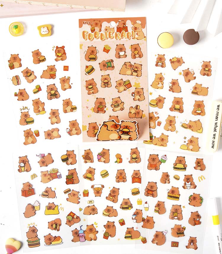 Set de Stickers Capybara Paradise Foodie Kapi (6pc)