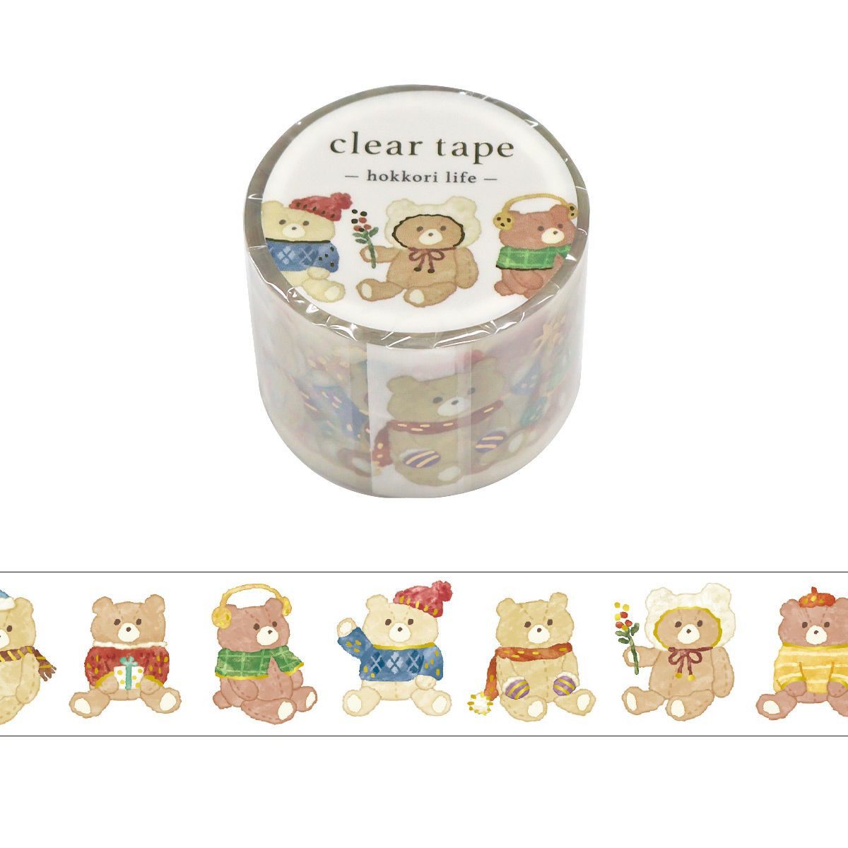 Clear PET Tape Hokkori Life Bear