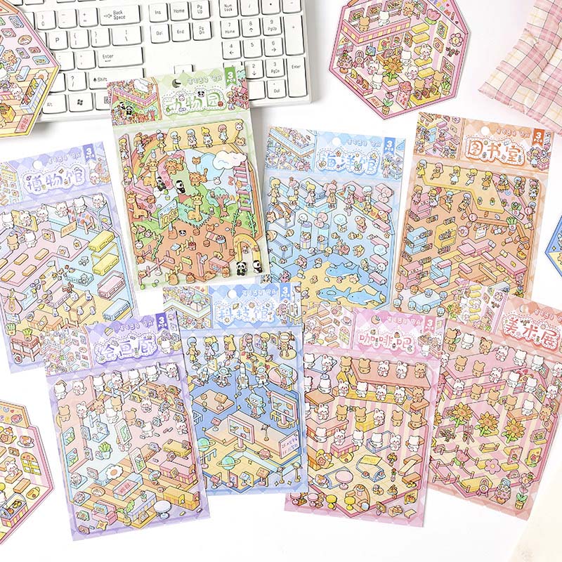 Stickers Escenario 3D Hot Places Library Room