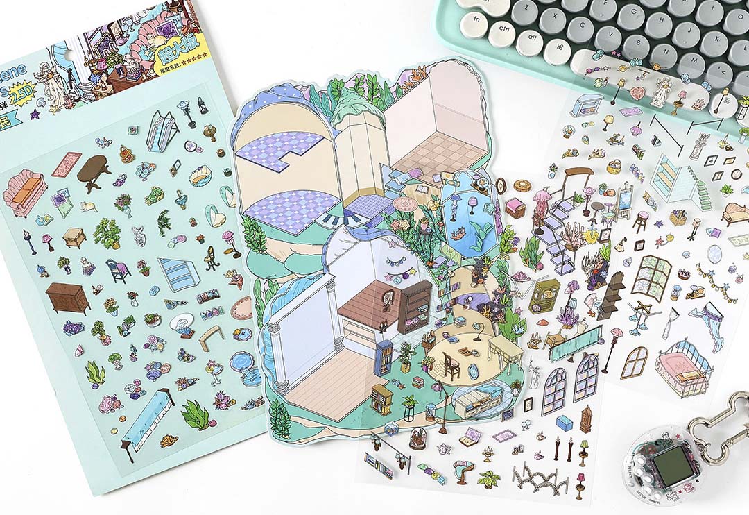 Stickers Escenario 3D My Little Room V5 Undersea Local