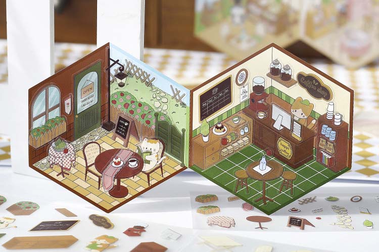 Stickers Escenario 3D My Mini World Coffee Shop