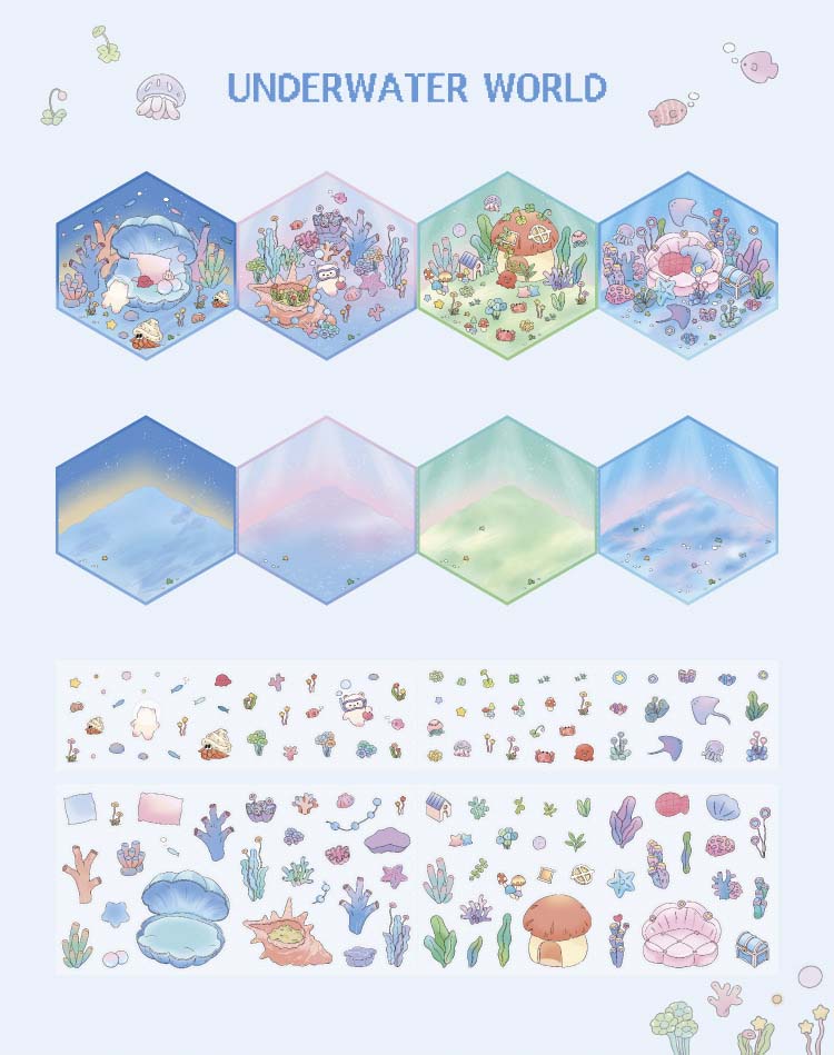 Stickers Escenario 3D My Mini World Underwater World