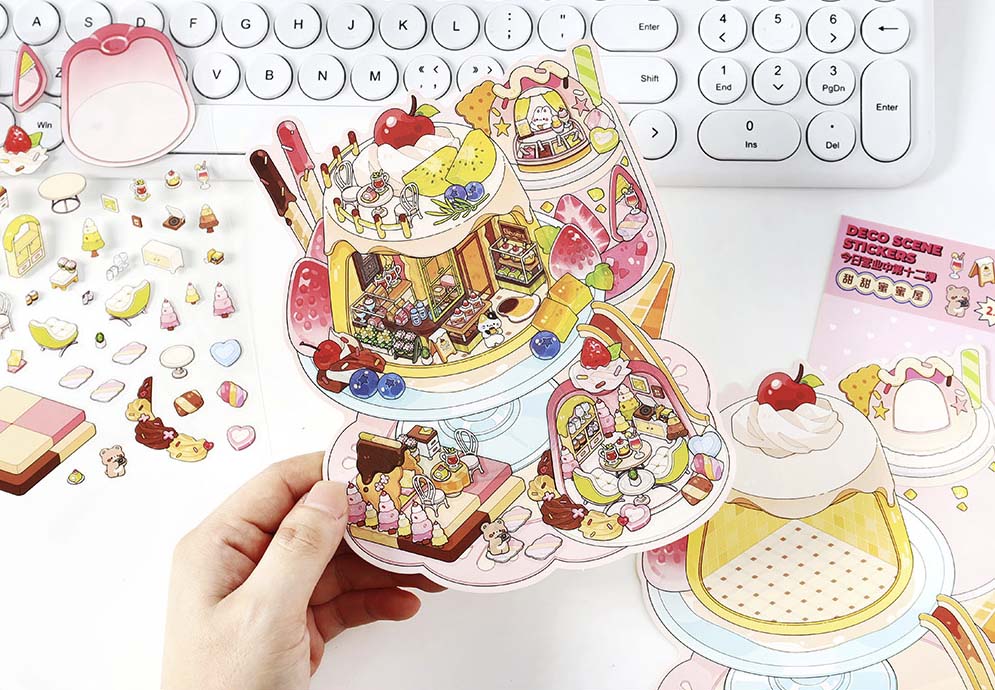 Stickers Escenario 3D Open Today V12 Sweets House