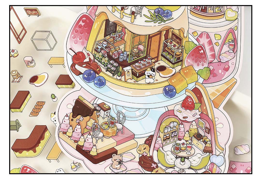 Stickers Escenario 3D Open Today V12 Sweets House