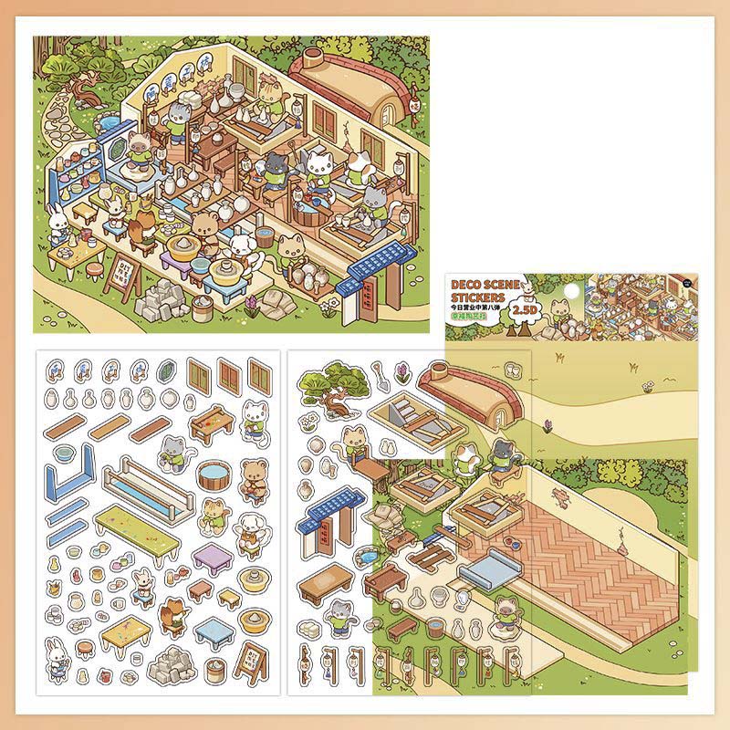 Stickers Escenario 3D Open Today V8 Ceramic Lab