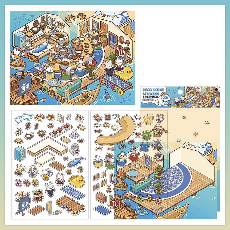 Stickers Escenario 3D Open Today V8 Sea Sushi