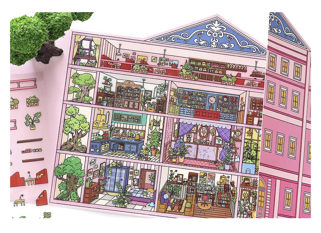 Stickers Escenario 3D Open Today V20 Pink Hotel
