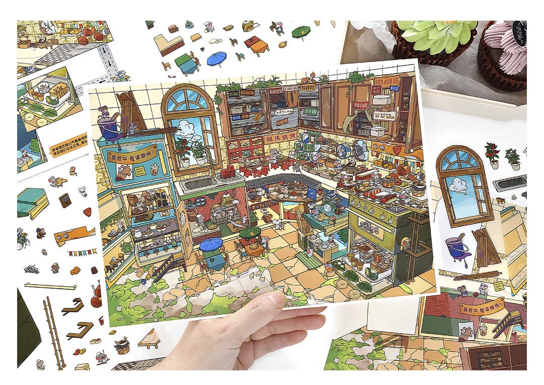 Stickers Escenario 3D Open Today V36 Mouse Food Street