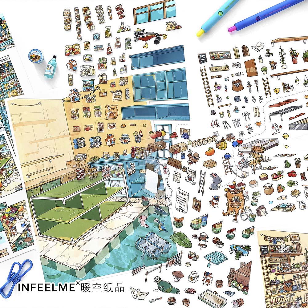 Stickers Escenario 3D Open Today V36 Raccoon Boss Marketplace