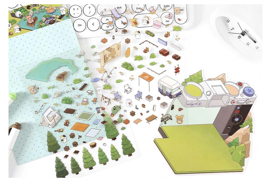 Stickers Escenario 3D Open Today V6 Mountain Camping
