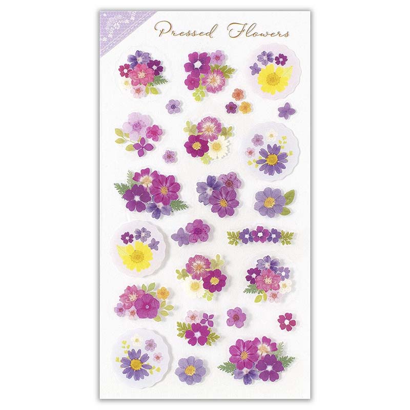 Stickers Pressed Flowers Purple