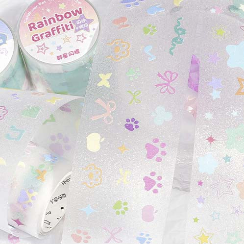 Stickers en Rollo Rainbow Graffiti Paws