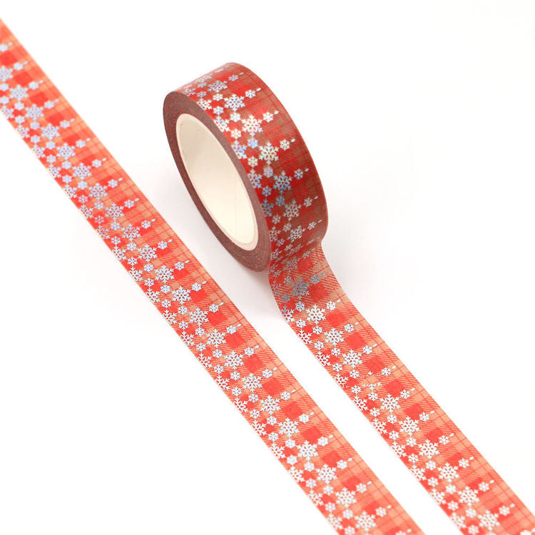 Washi Tape Foil Red Tartan Snowflake