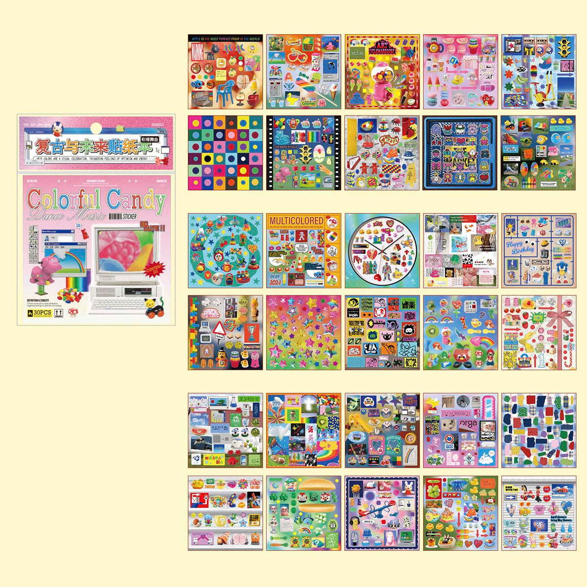Librillo de Stickers Retro And Future Colorful Candy