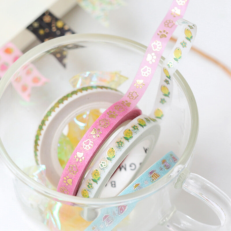 Washi Tape Slim Foil Lemons and Flowers