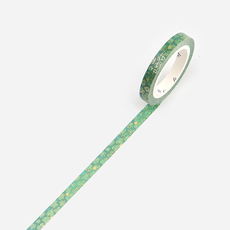 Washi Tape Slim Foil Green Clover