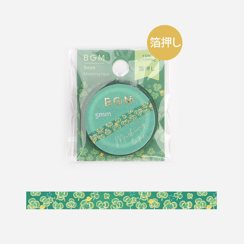 Washi Tape Slim Foil Green Clover