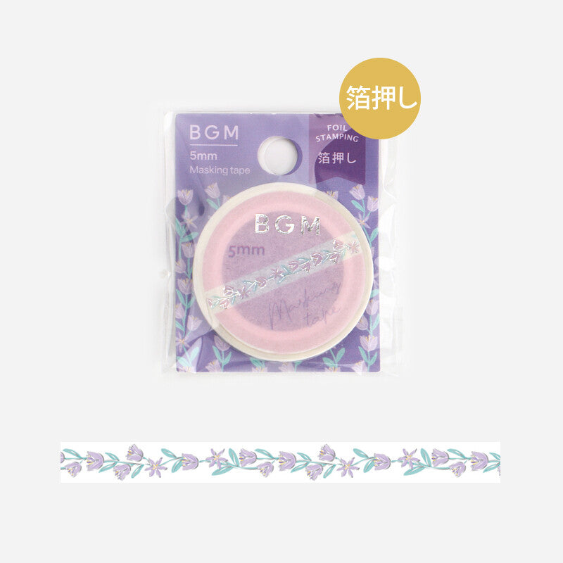 Washi Tape Slim Foil Purple Flower