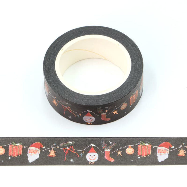 Washi Tape Foil Black Christmas