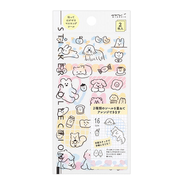 Stickers Two Sheets Cute Motif