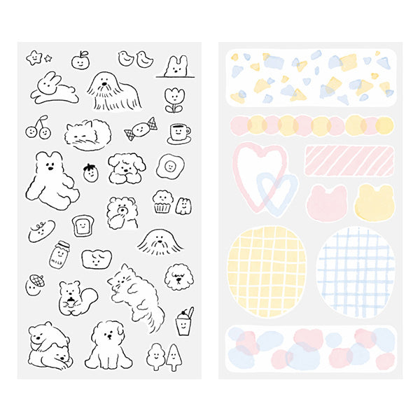 Stickers Two Sheets Cute Motif
