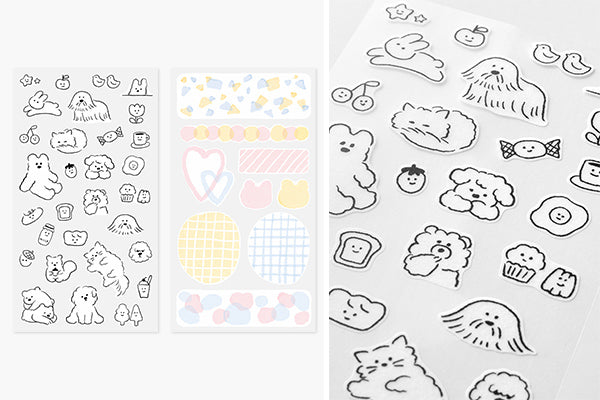 Stickers Two Sheets Cute Motif