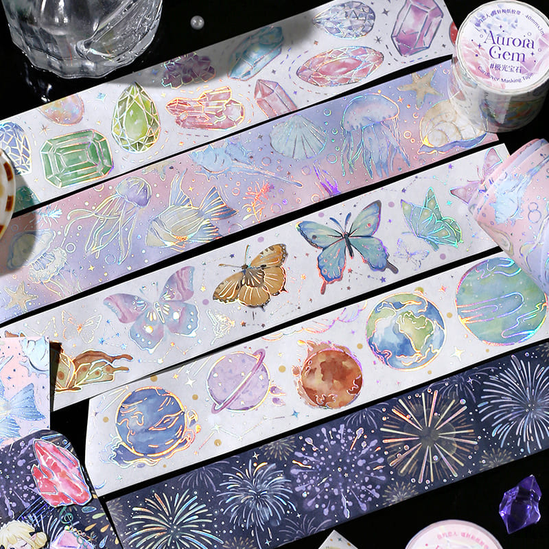 Washi Tape Colorful Scenery Aurora Gem