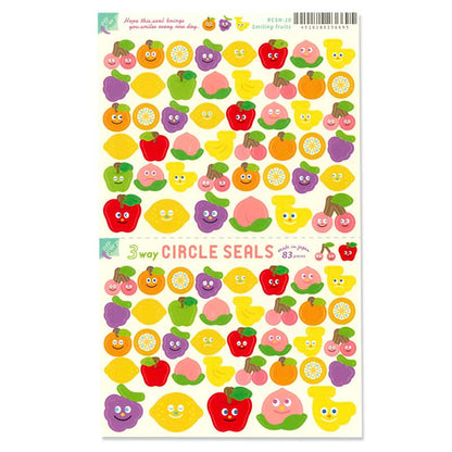 Stickers 3 Way Circle Smile Fruit