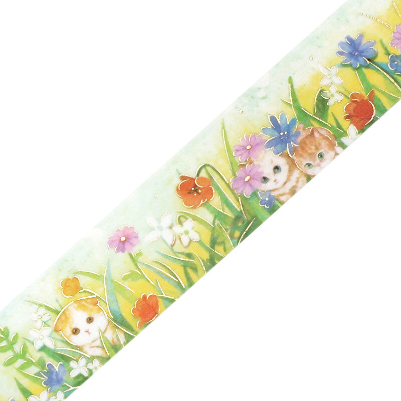 Washi Tape Foil Flower and Cats Late Afternoon