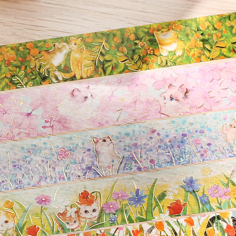 Washi Tape Foil Flower and Cats Late Afternoon