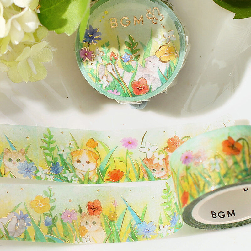 Washi Tape Foil Flower and Cats Late Afternoon