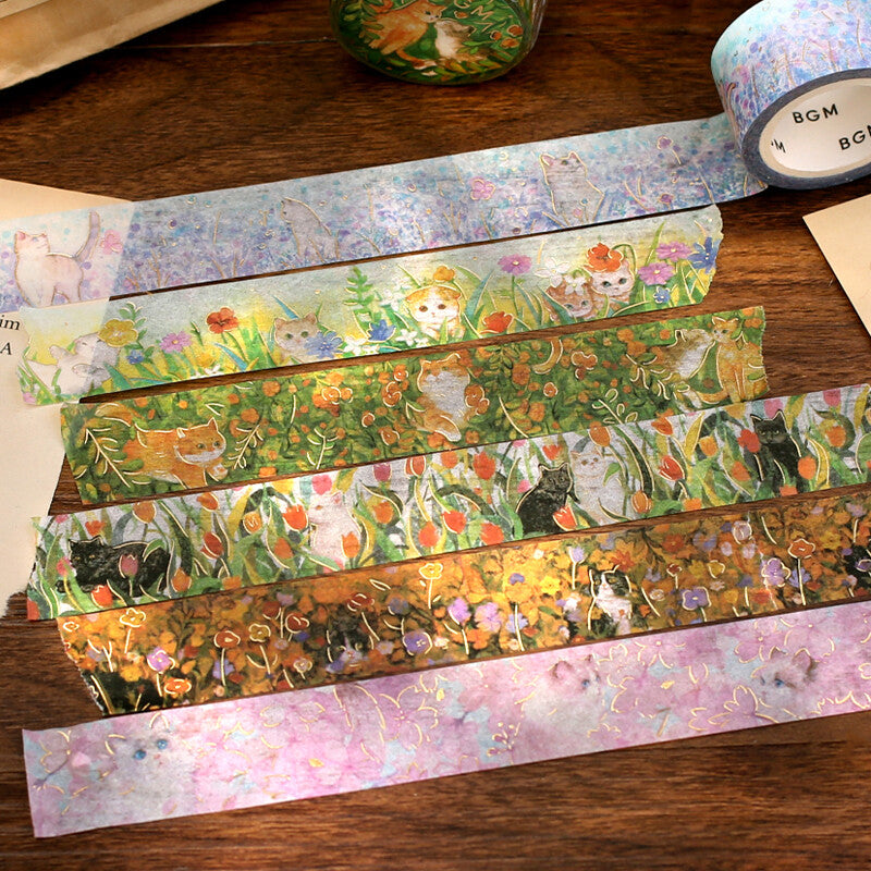 Washi Tape Foil Flower and Cats Late Afternoon