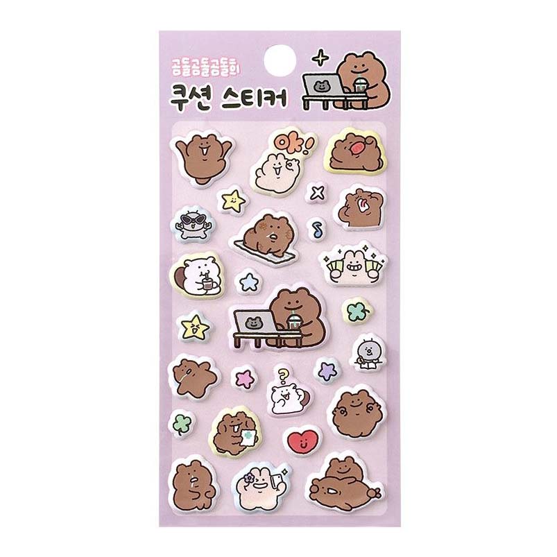 Stickers Bear Cushion Purple
