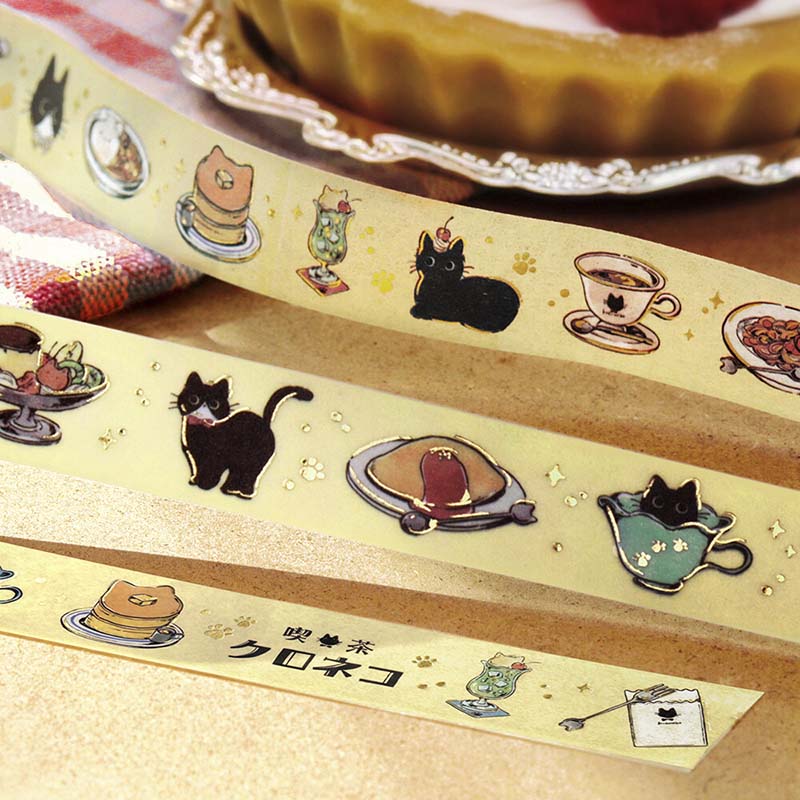 Washi Tape Foil Black Cat Cafe