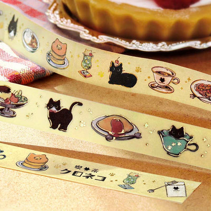 Washi Tape Foil Black Cat Cafe