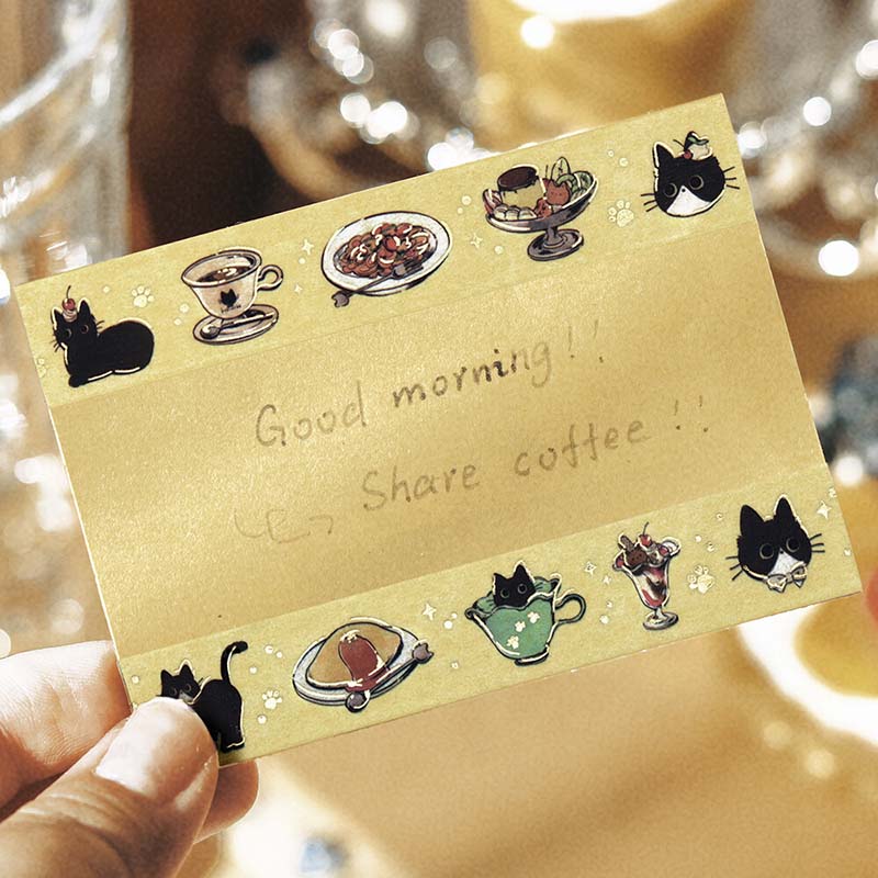 Washi Tape Foil Black Cat Cafe