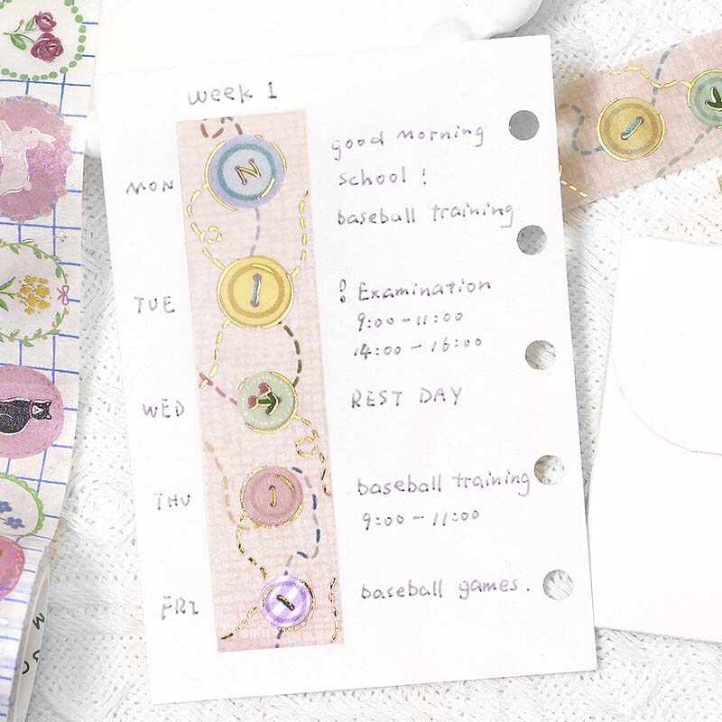 Washi Tape Foil Colored Button